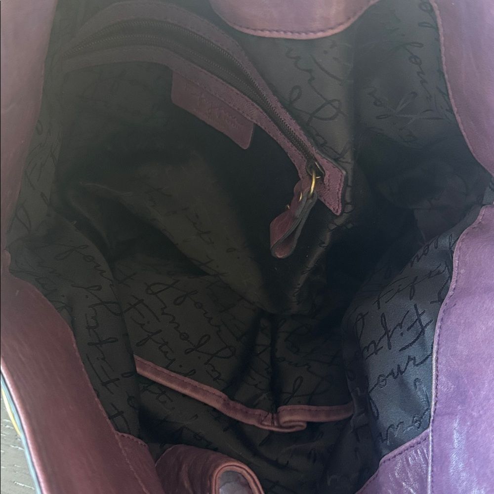 Fossil FIFTY FOUR VINTAGE Hobo Purple Plum Leather Handbag Shoulder Bag Slouchy - Picture 5 of 16